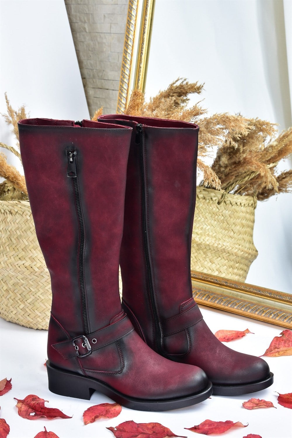 Bordo Kadın Çizme E674270509
