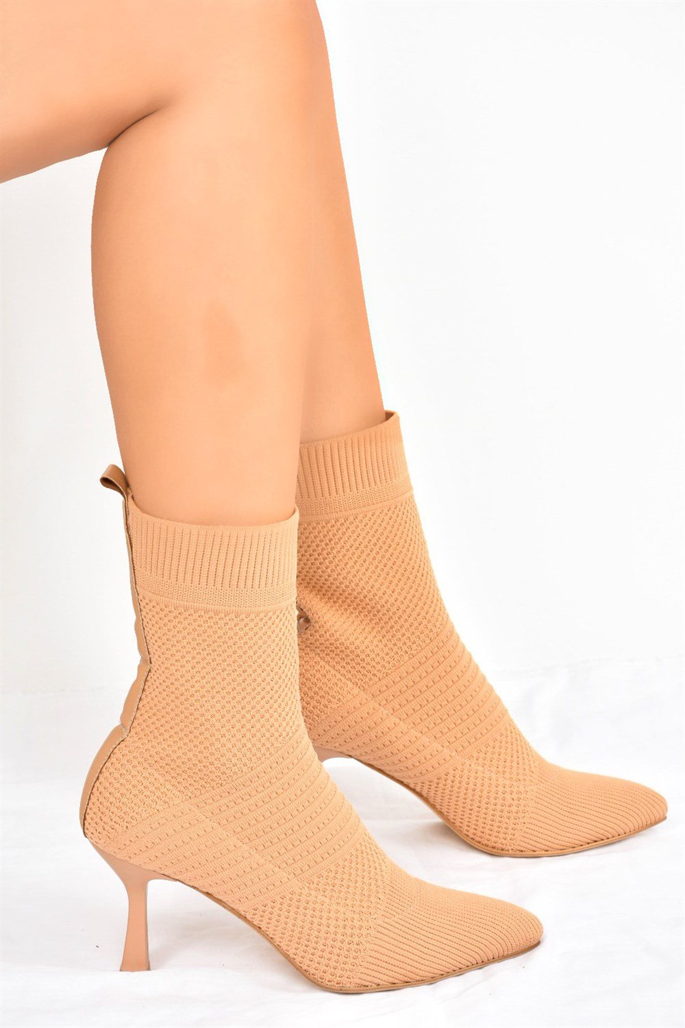 Camel Triko İnce Topuklu  Kadın Bot L799593257