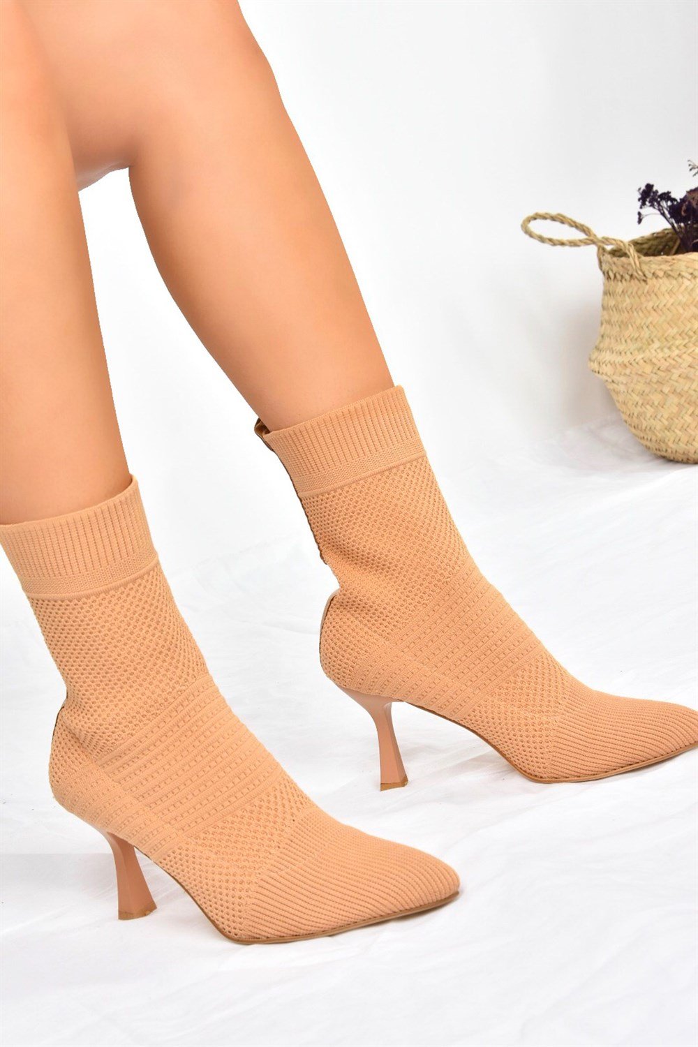 Camel Triko İnce Topuklu  Kadın Bot L799593257