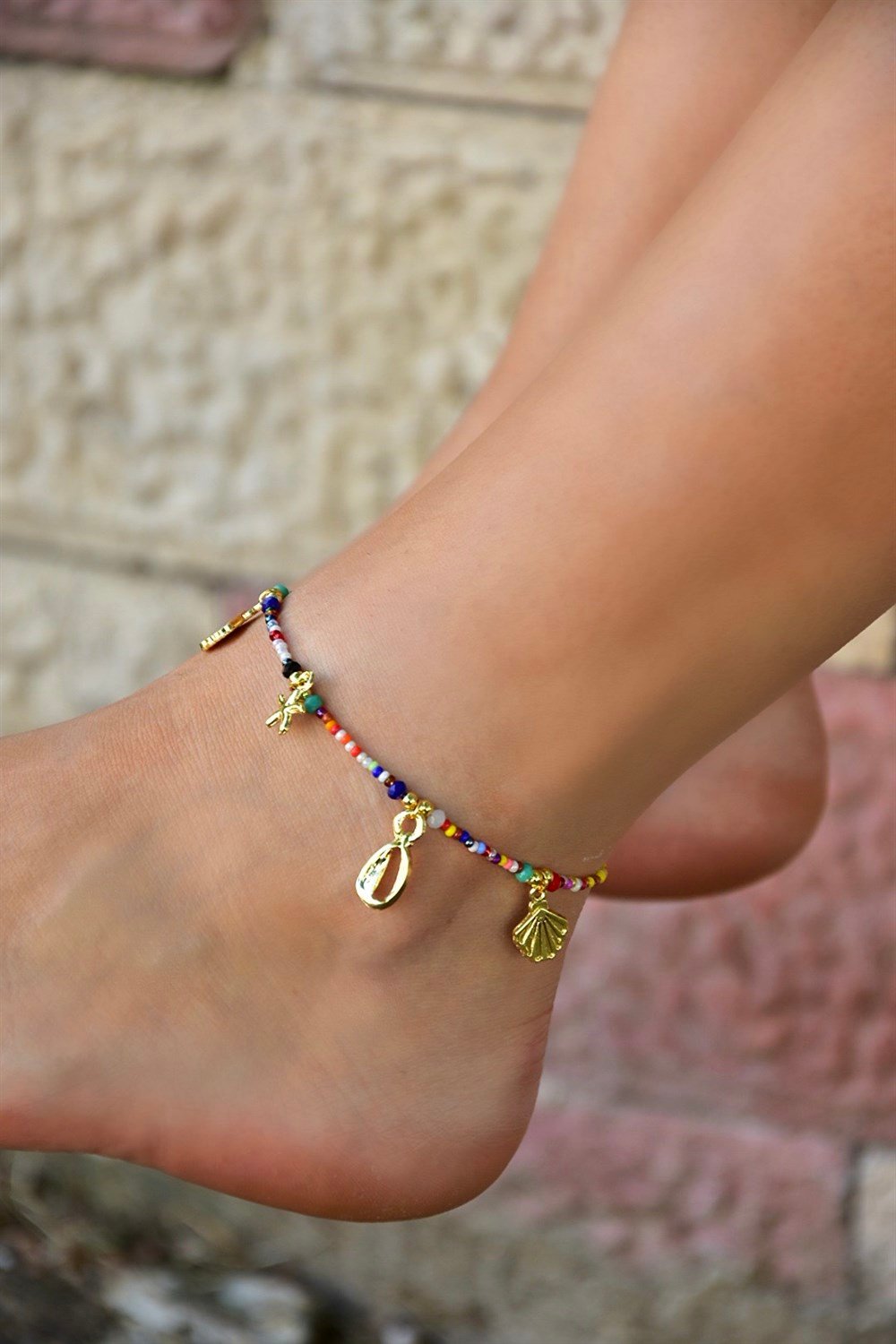 Deniz Temalı Multi Renk Kum Boncuk Halhal KA011207