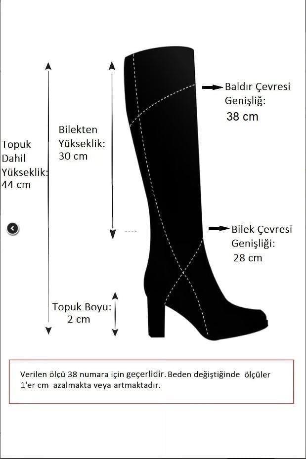 E726203402 Taba/Altın Süet Alçak Topuklu Kadın Çizme