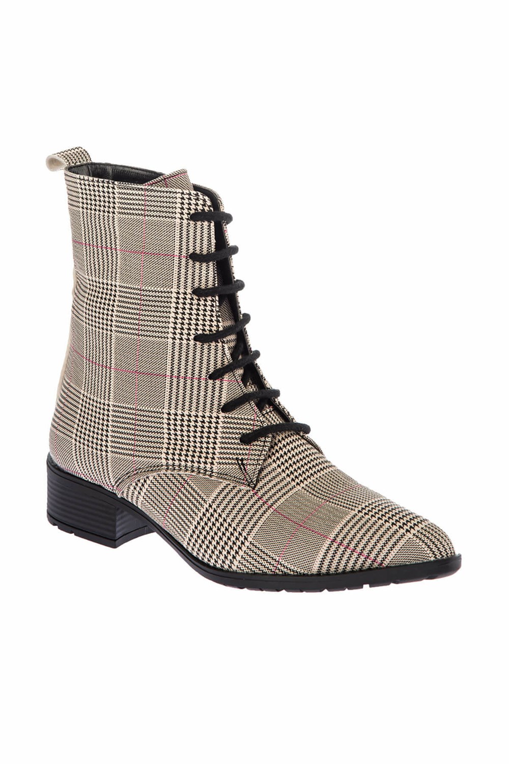 Fox Shoes Bej Ekose Suni Deri Kadın Bot E270285009