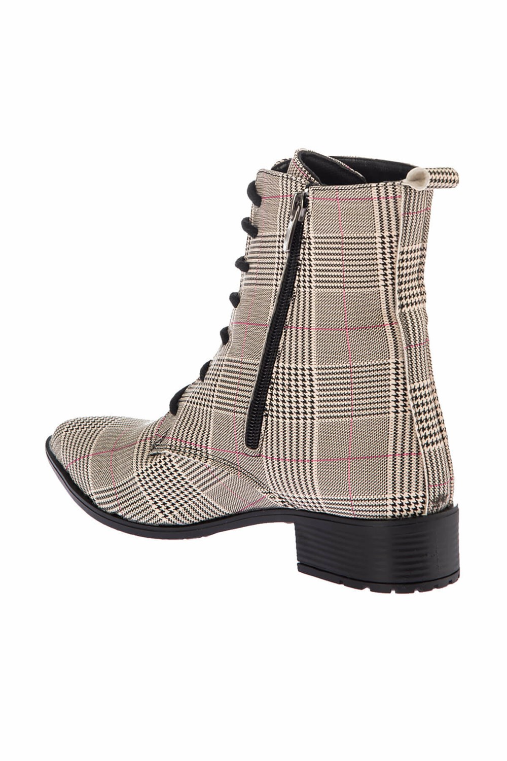 Fox Shoes Bej Ekose Suni Deri Kadın Bot E270285009