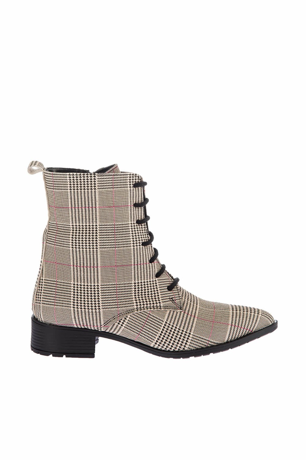 Fox Shoes Bej Ekose Suni Deri Kadın Bot E270285009