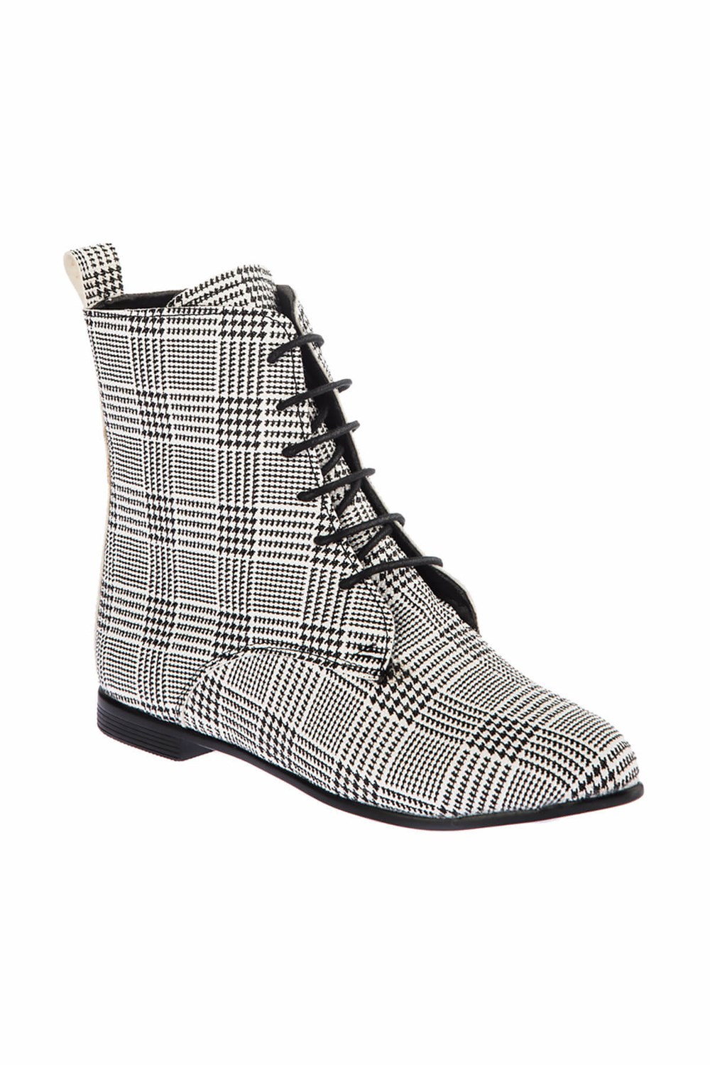 Fox Shoes Beyaz Siyah Ekose Kadın Bot E735052509