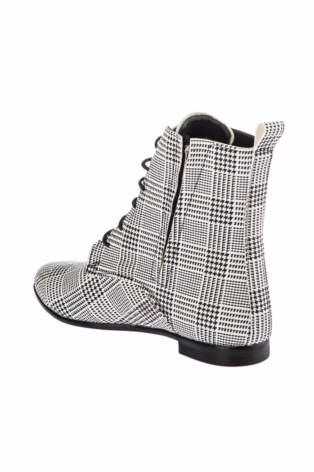 Fox Shoes Beyaz Siyah Ekose Kadın Bot E735052509