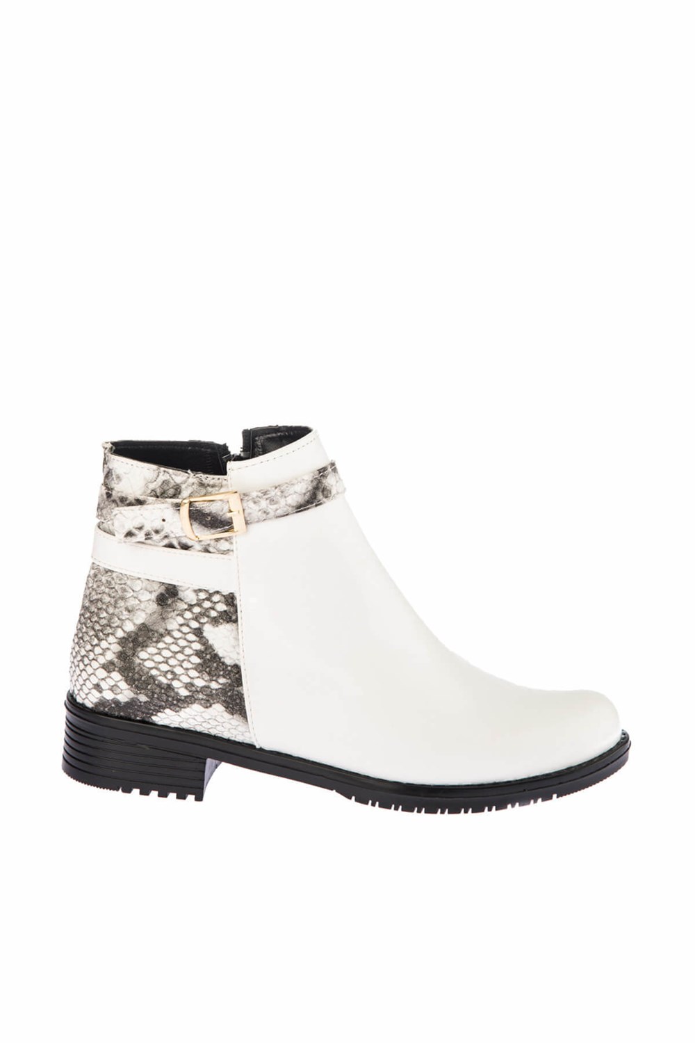 Fox Shoes Beyaz Siyah Yılan Kadın Bot E726350009