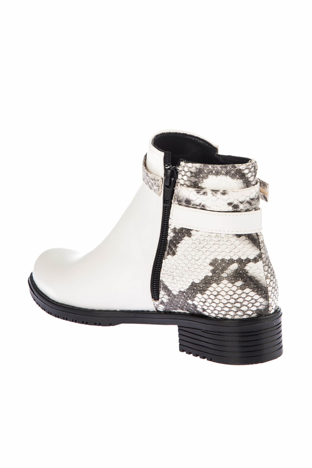 Fox Shoes Beyaz Siyah Yılan Kadın Bot E726350009