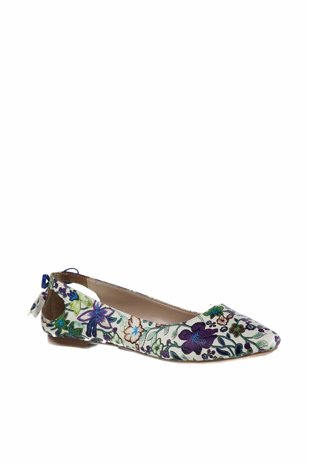 Fox Shoes Beyaz/Saks Mavi Kadın Babet B290080116