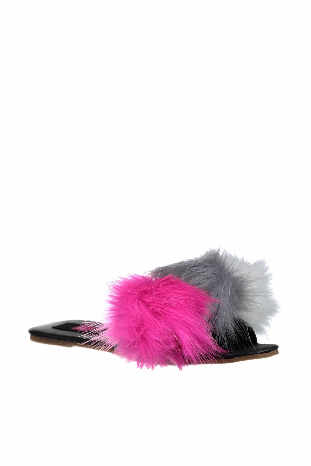 Fox Shoes Fuşya/Gri/Beyaz Kadın Terlik D551447009