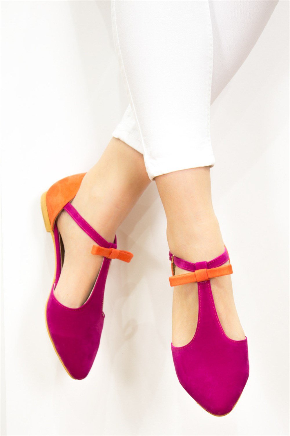 Fox Shoes Fuşya/Turuncu Kadın Babet D726461702