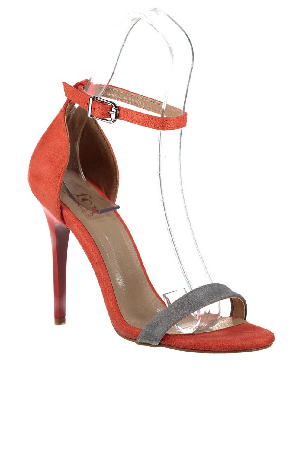 Fox Shoes Gri/Turuncu Kadın Topuklu Ayakkabı B922112602