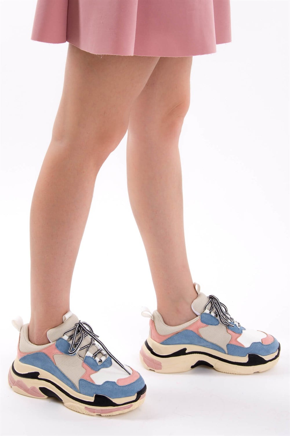 Fox Shoes Mavi/Pudra/Beyaz Kadın Sneakers D592410102