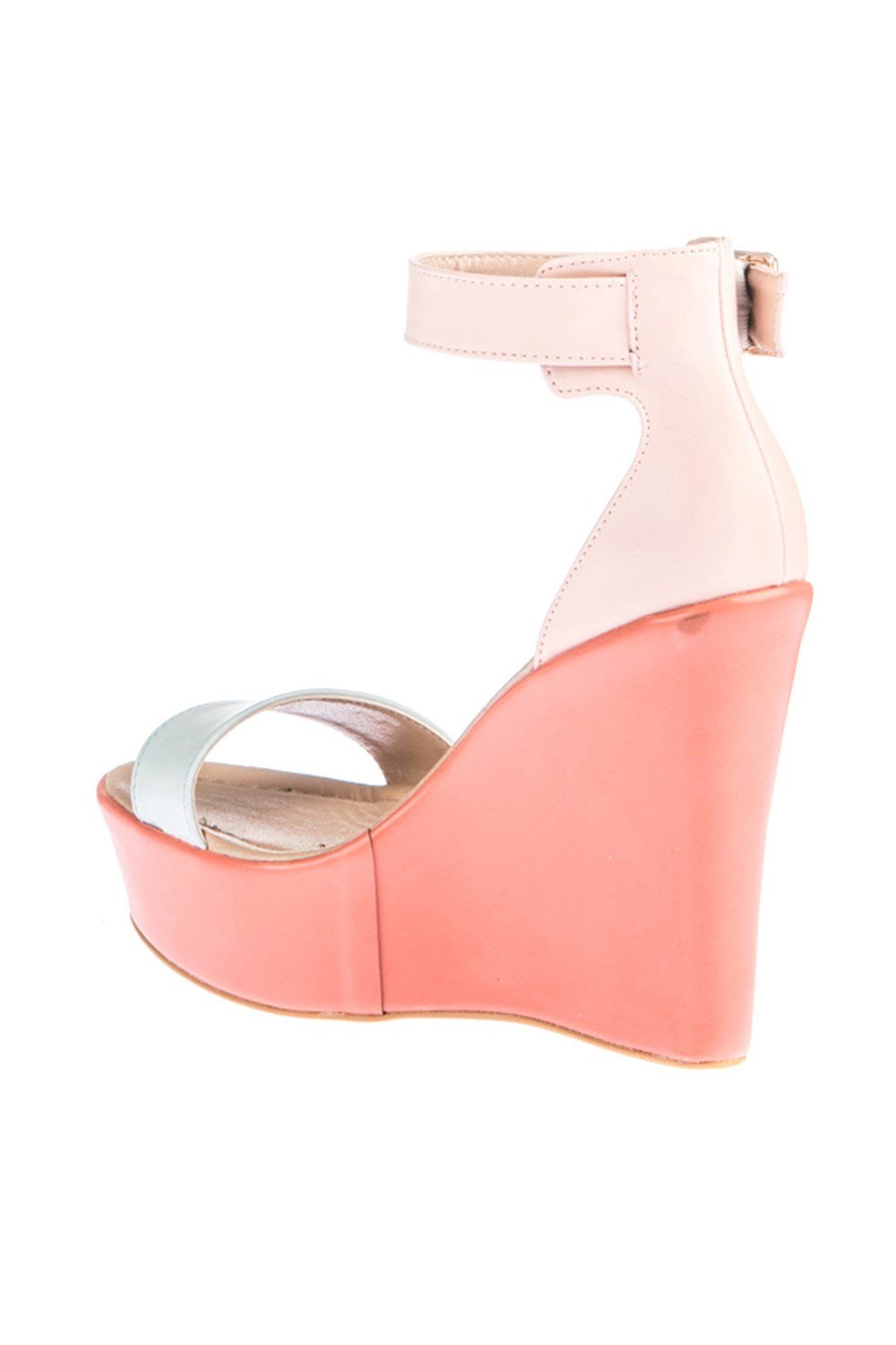 Fox Shoes Mavi/Pudra/Turuncu Kadın Dolgu Topuklu Ayakkabı 9459608109