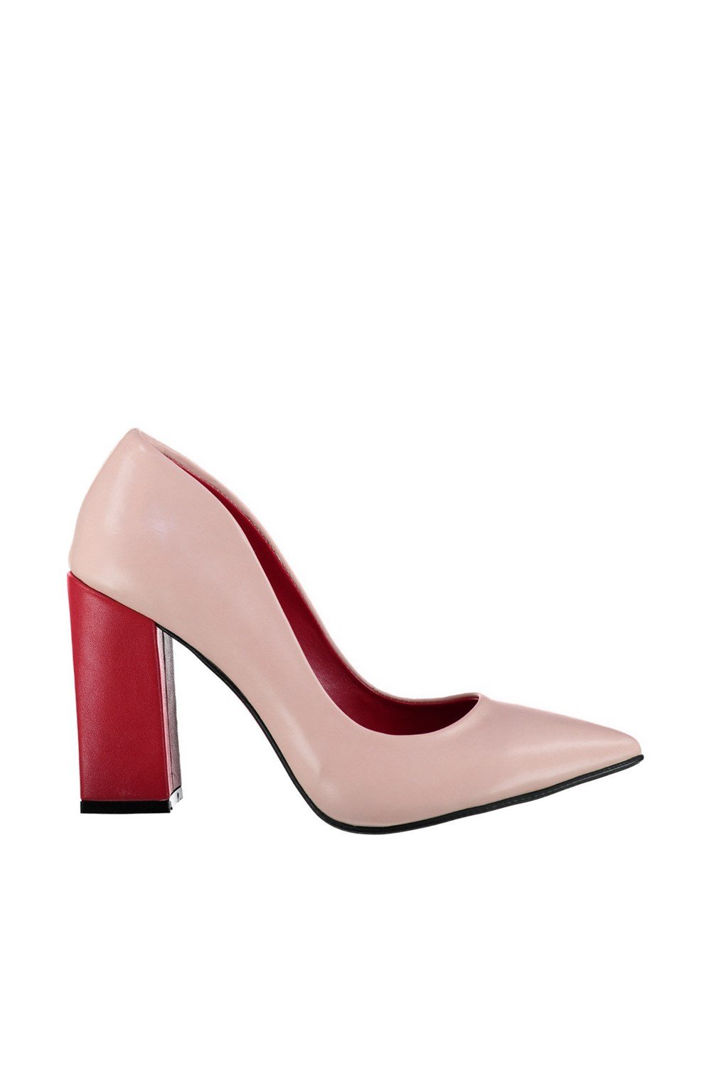 Fox Shoes Pudra/Kırmızı Kadın Topuklu Ayakkabı D340180509