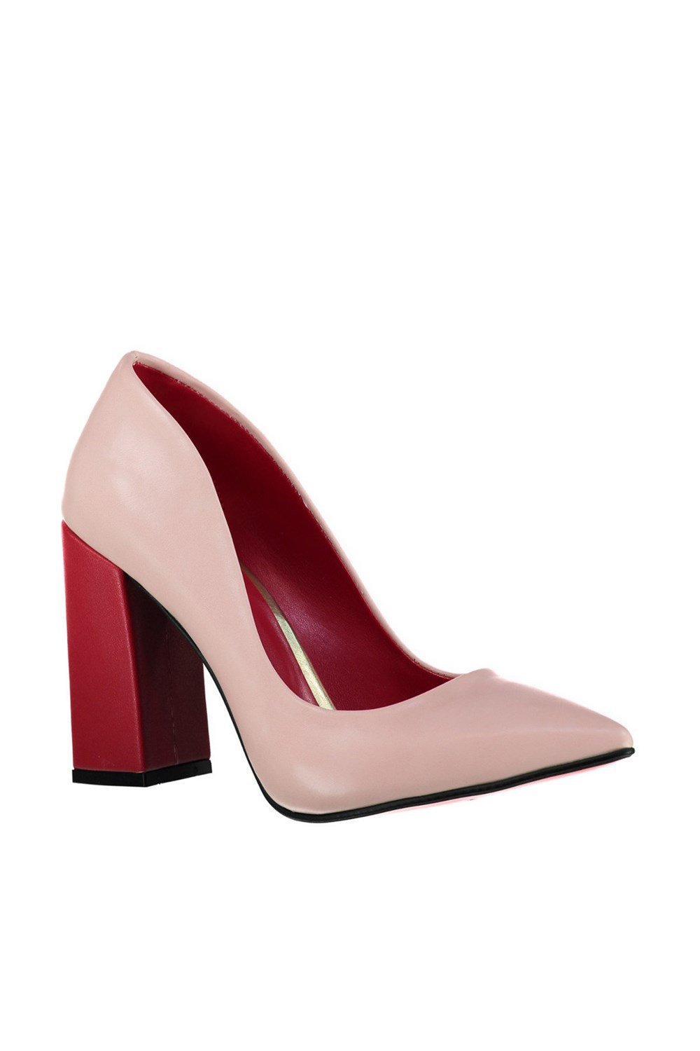 Fox Shoes Pudra/Kırmızı Kadın Topuklu Ayakkabı D340180509
