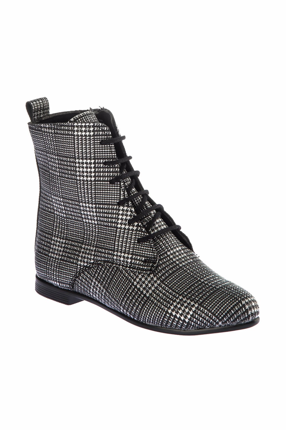 Fox Shoes Siyah Gri Ekose Kadın Bot E735052509