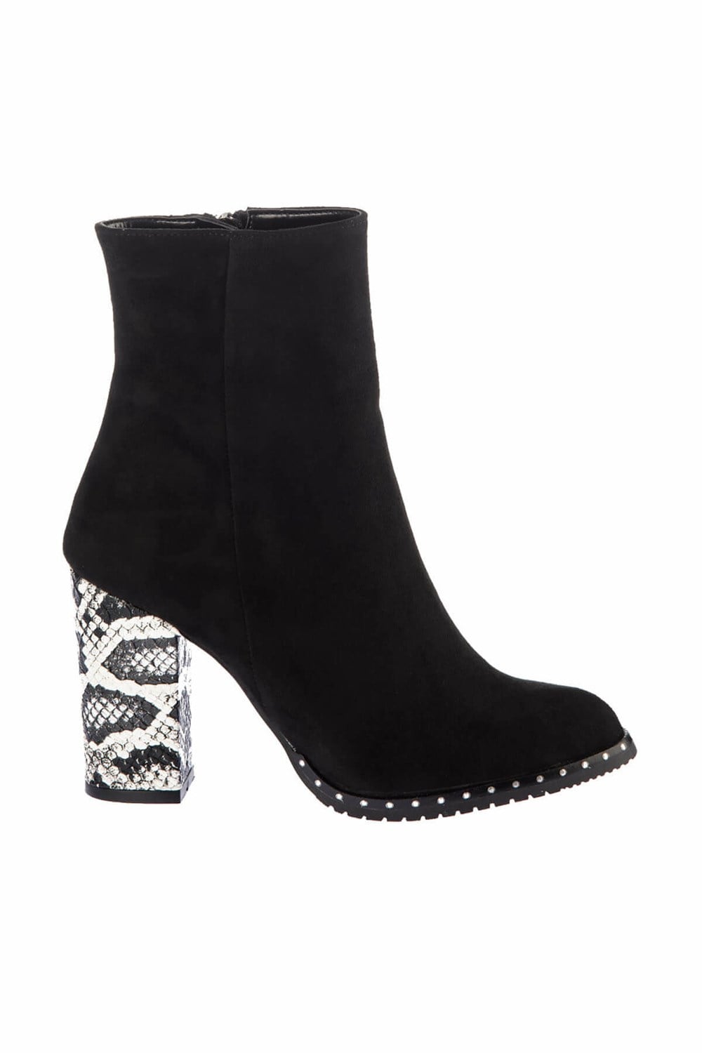 Fox Shoes Siyah Gümüş Yılan Süet Kadın Bot C654088202