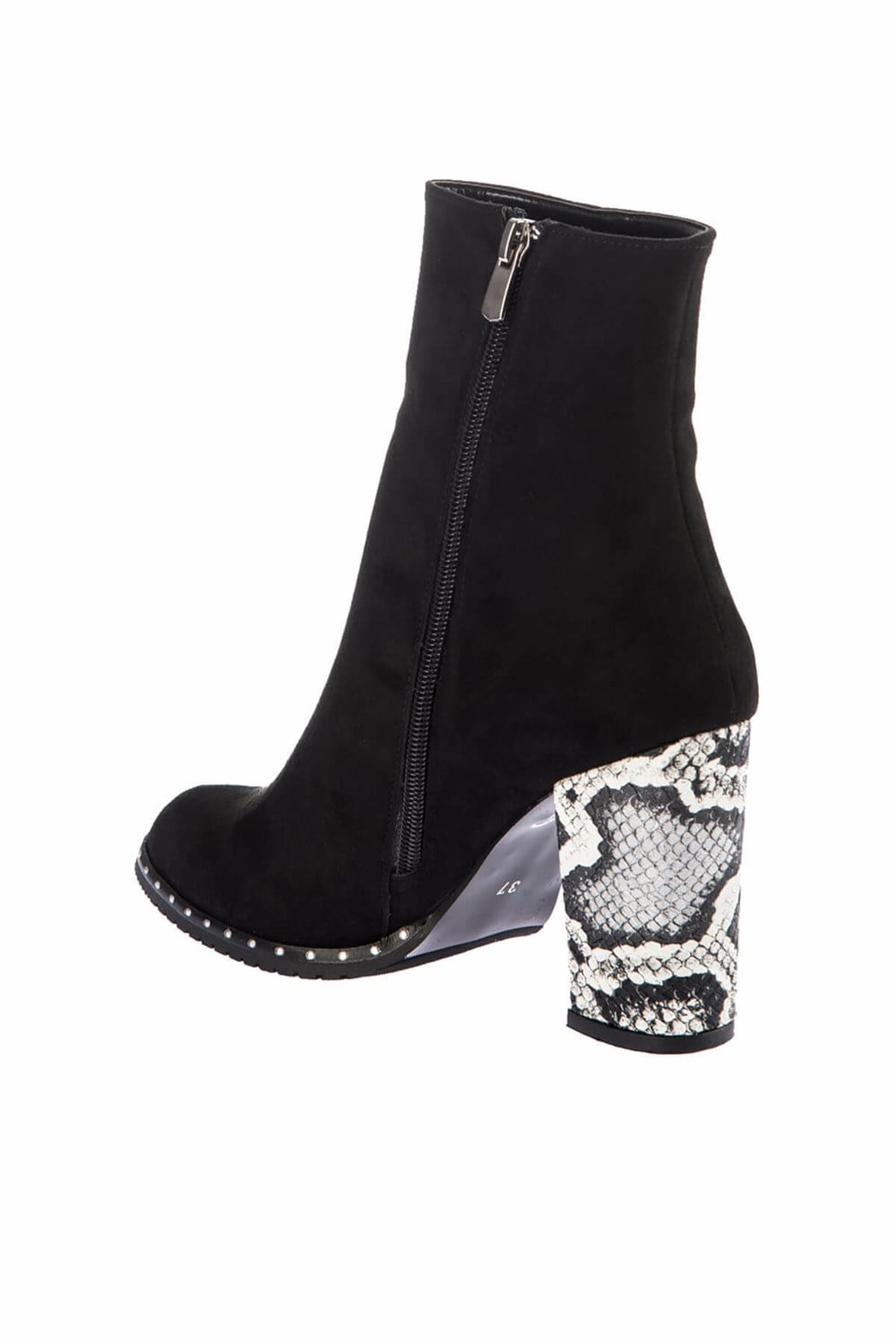 Fox Shoes Siyah Gümüş Yılan Süet Kadın Bot C654088202