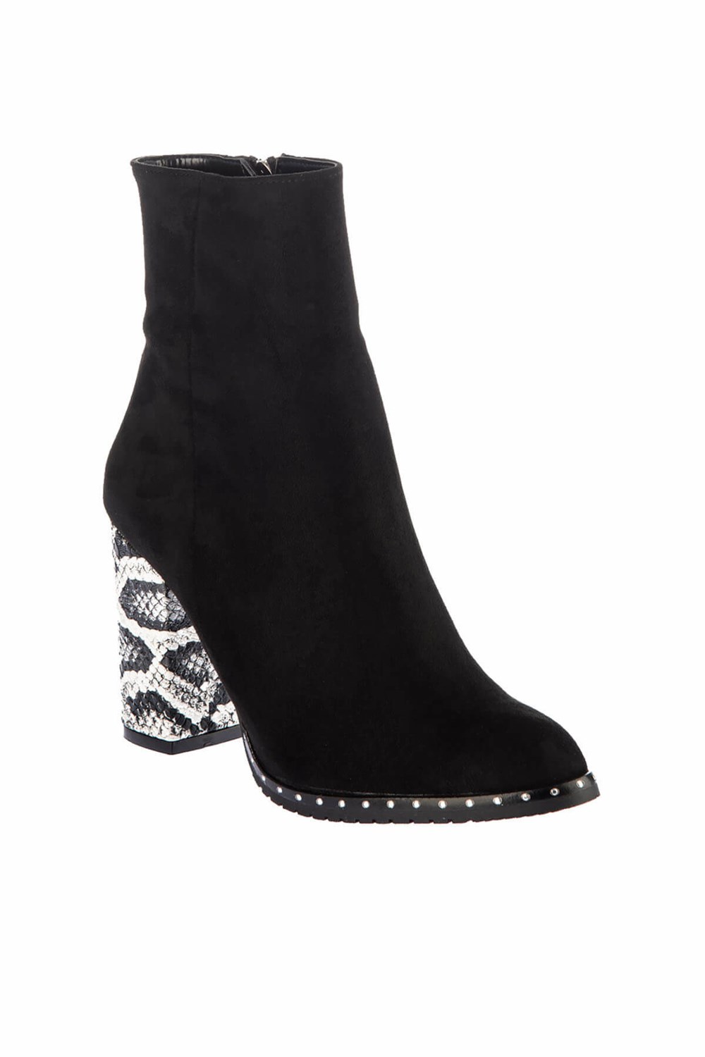 Fox Shoes Siyah Gümüş Yılan Süet Kadın Bot C654088202