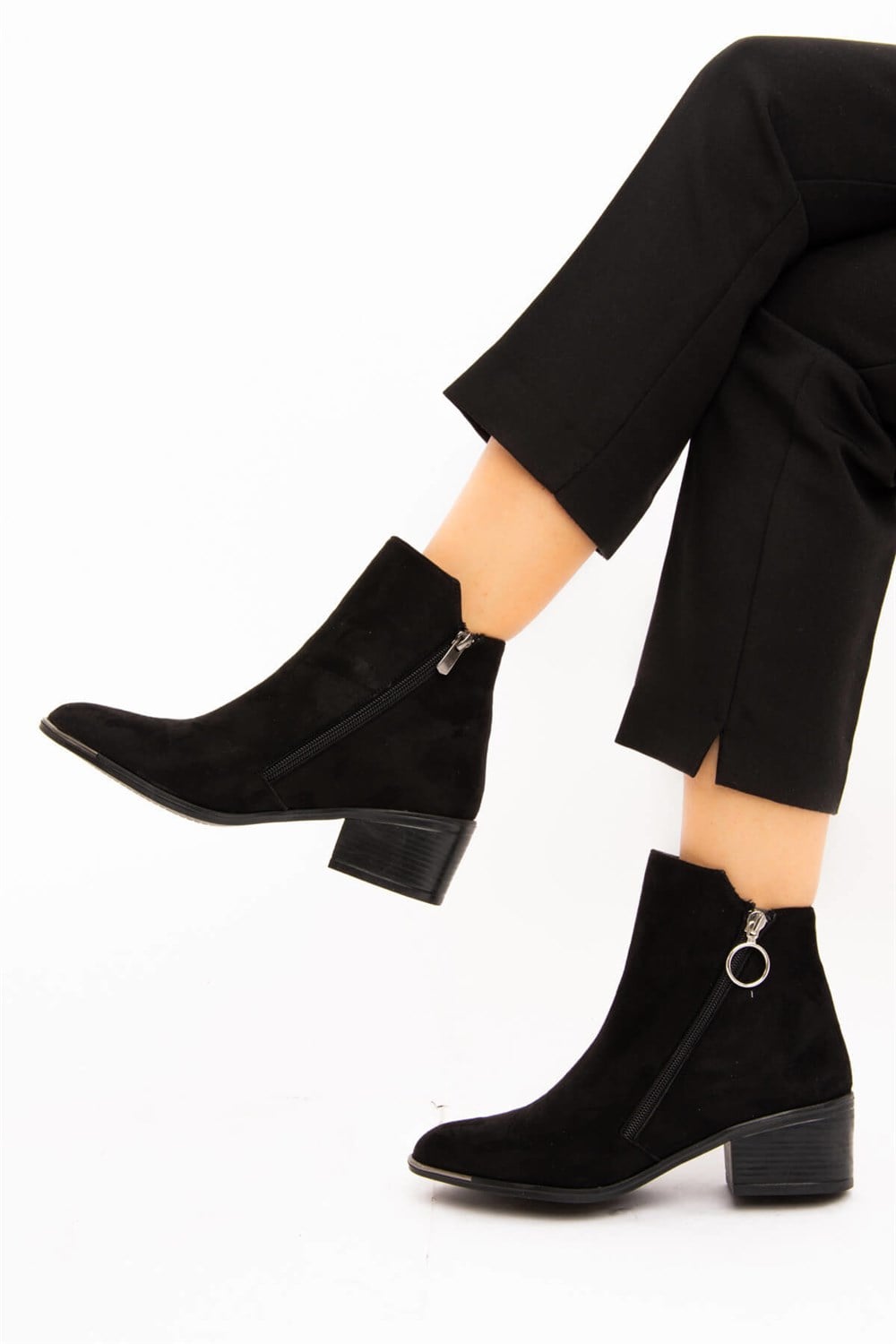 Fox Shoes Siyah Süet Kadın Bot E518875602