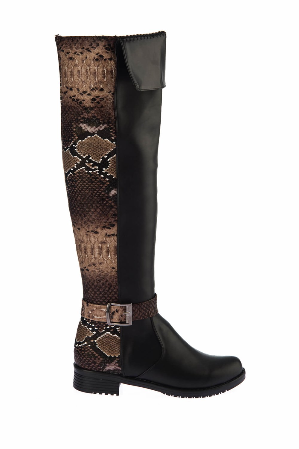 Fox Shoes Siyah Vizon Yılan Kadın Çizme E726561809