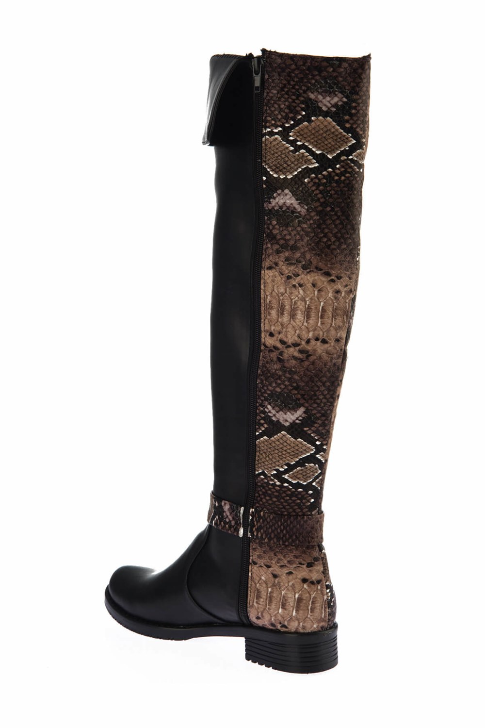 Fox Shoes Siyah Vizon Yılan Kadın Çizme E726561809