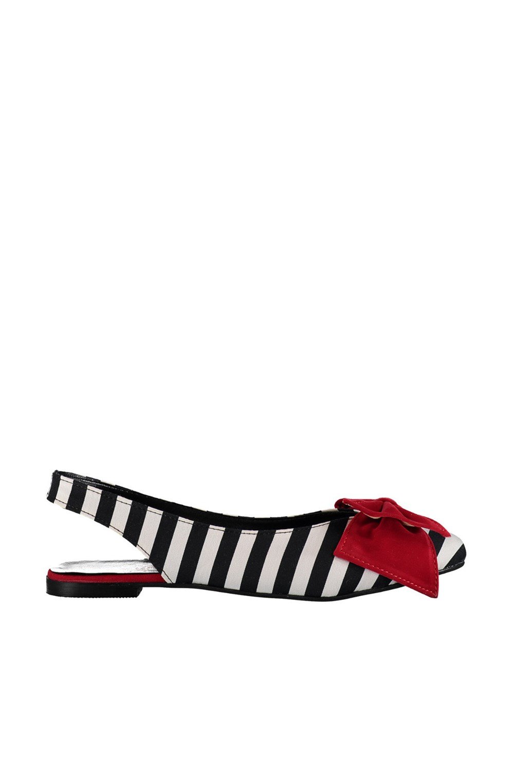 Fox Shoes Siyah/Beyaz/Kırmızı Kadın Babet D726774404