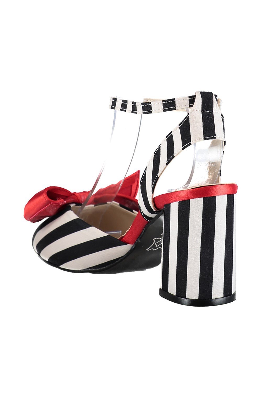 Fox Shoes Siyah/Beyaz/Kırmızı Kadın Topuklu Ayakkabı D654070704