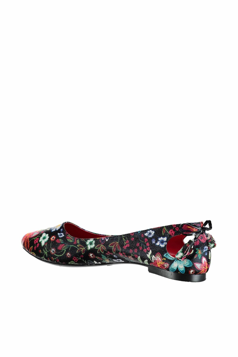 Fox Shoes Siyah/Kırmızı Kadın Babet B290080116