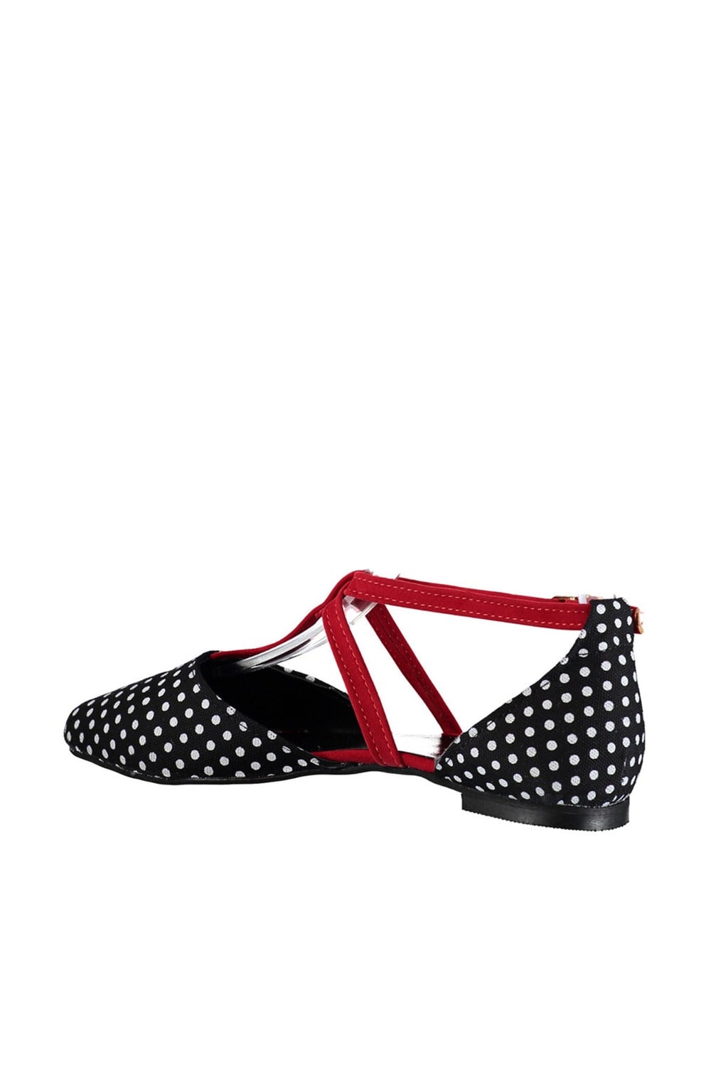 Fox Shoes Siyah/Kırmızı Kadın Babet D726537305