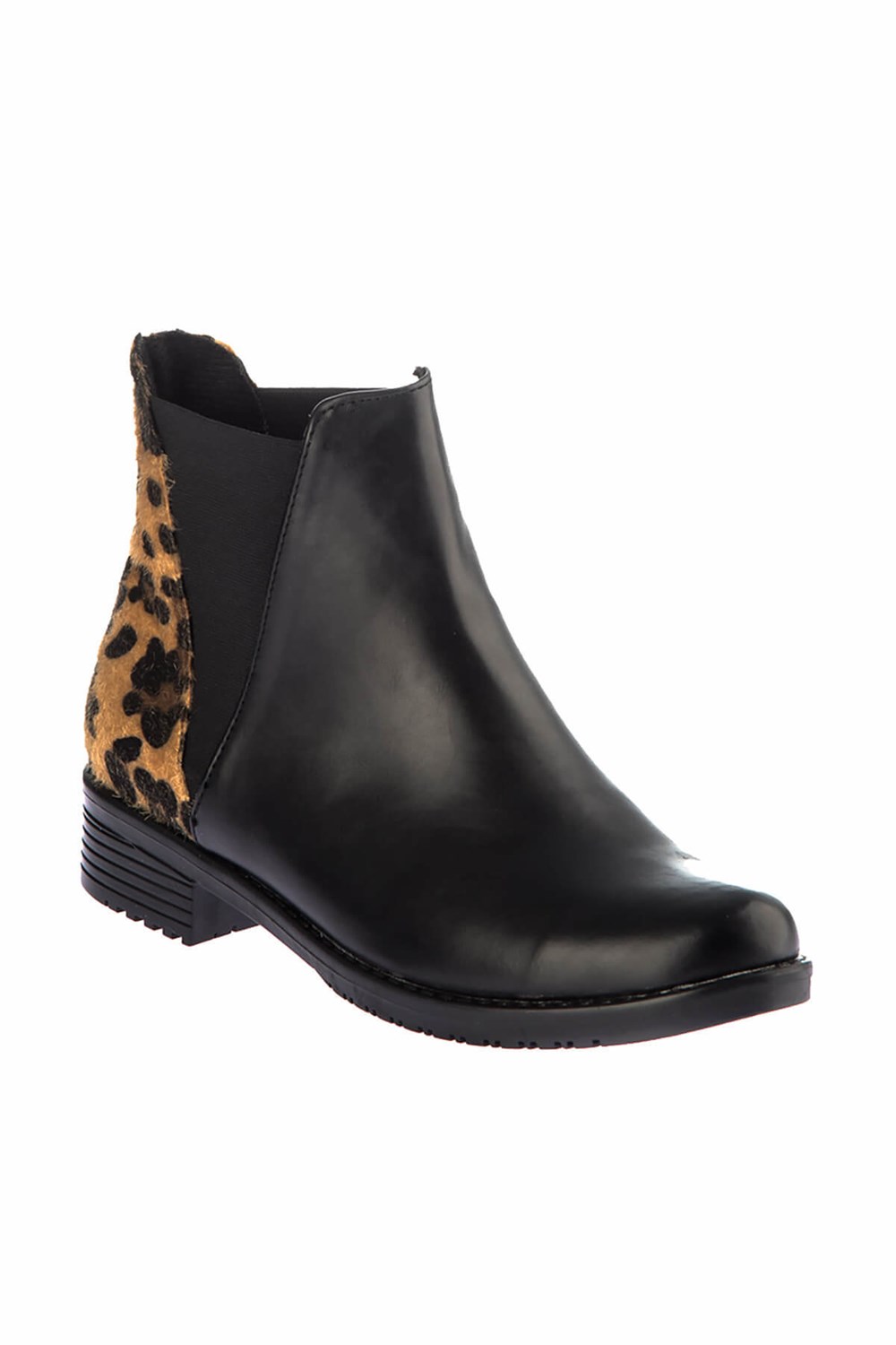 Fox Shoes Siyah/Leopar Kadın Bot E726503009