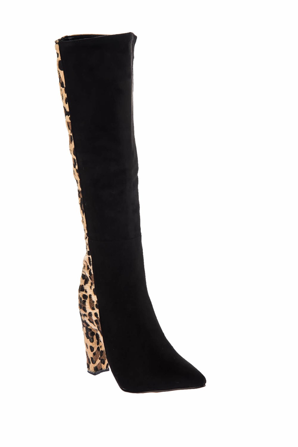 Fox Shoes Siyah/Leopar Kadın Çizme E752005802