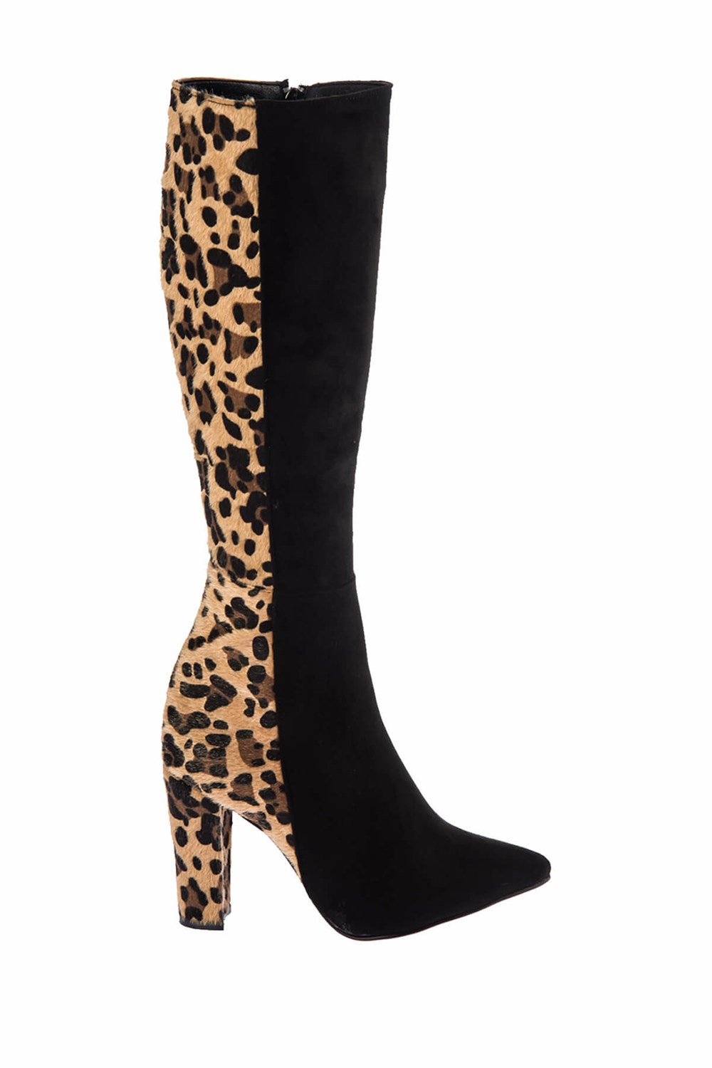 Fox Shoes Siyah/Leopar Kadın Çizme E752005802