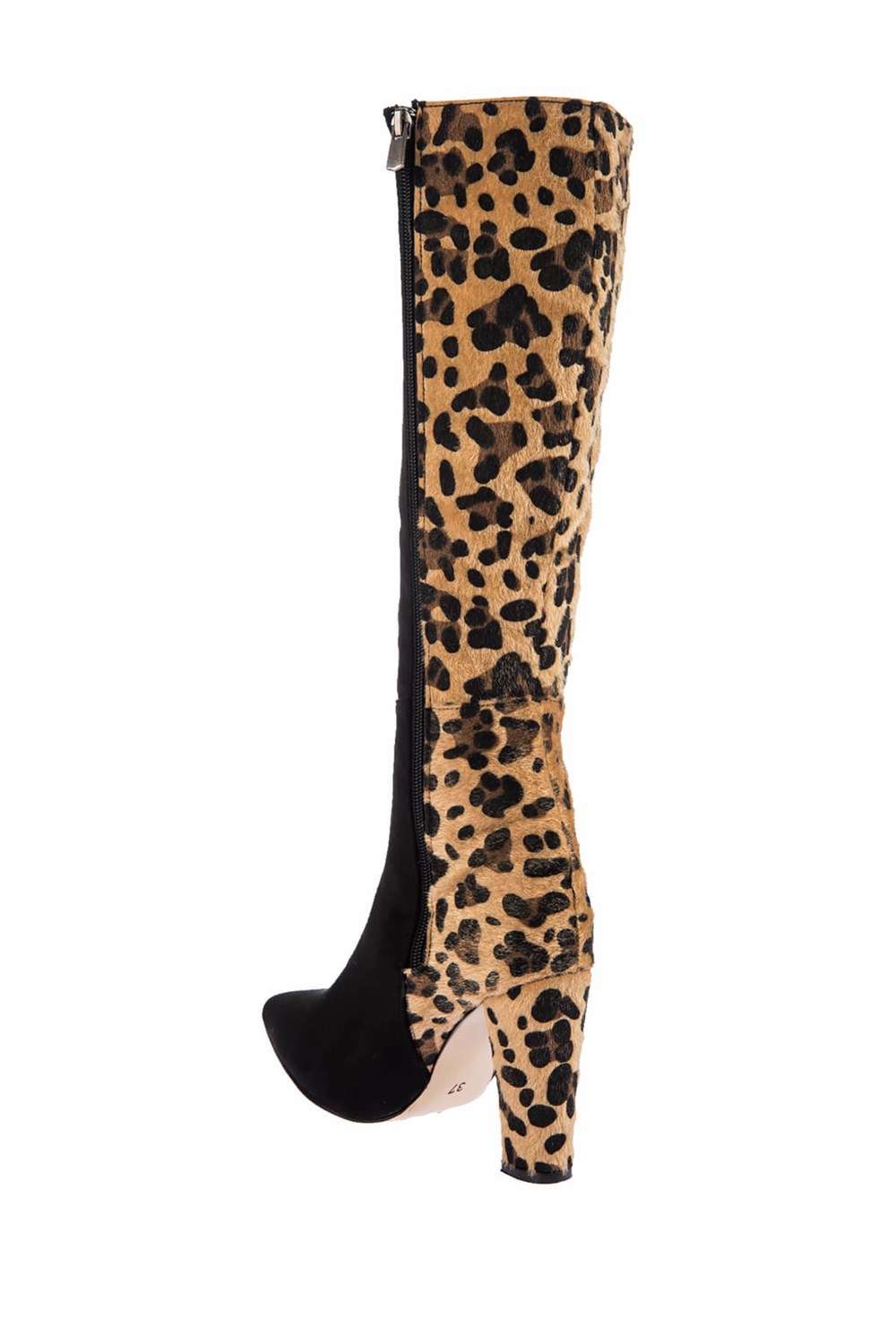 Fox Shoes Siyah/Leopar Kadın Çizme E752005802