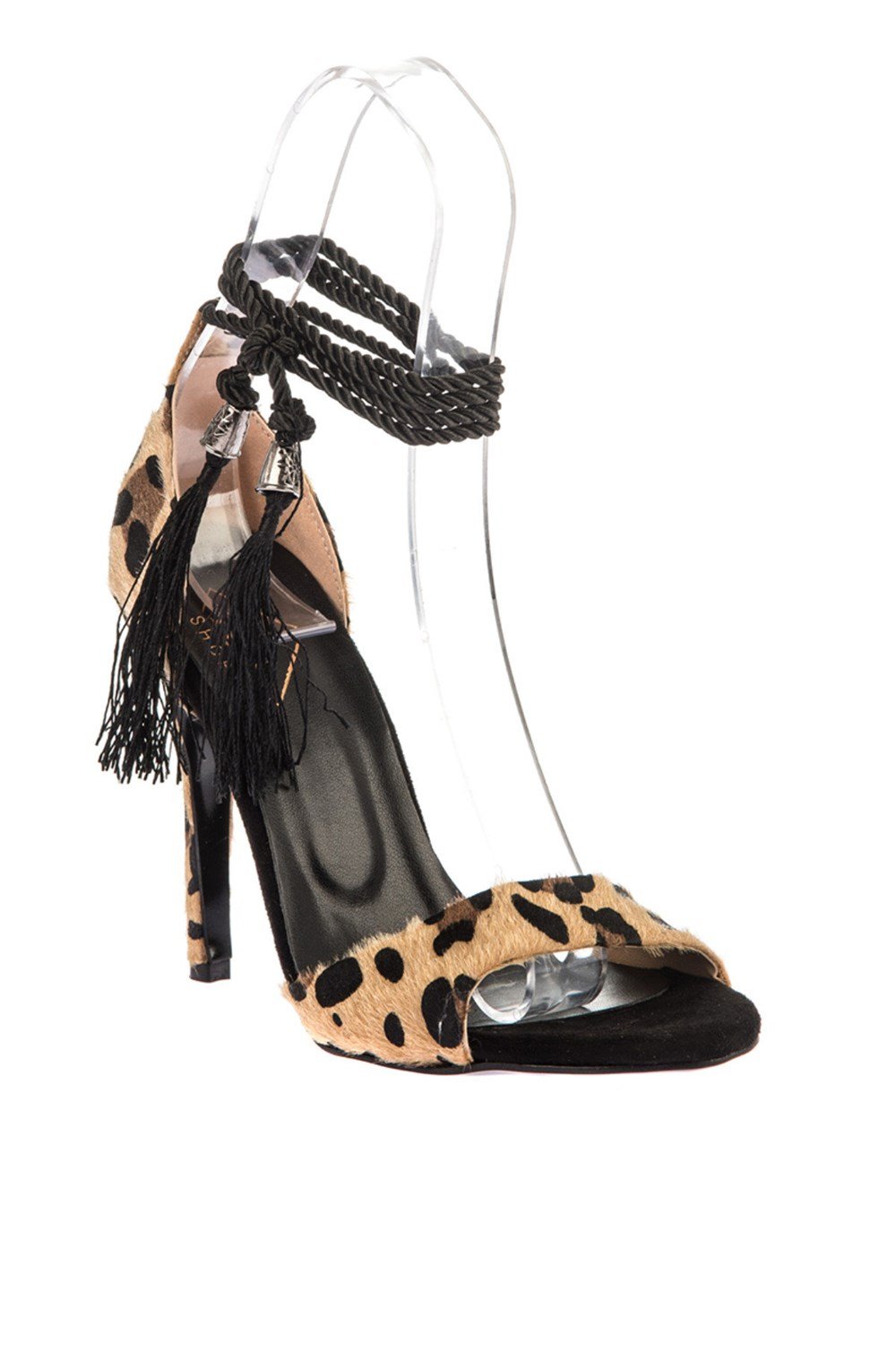Fox Shoes Siyah/Leopar Kadın Topuklu Ayakkabı D340043402