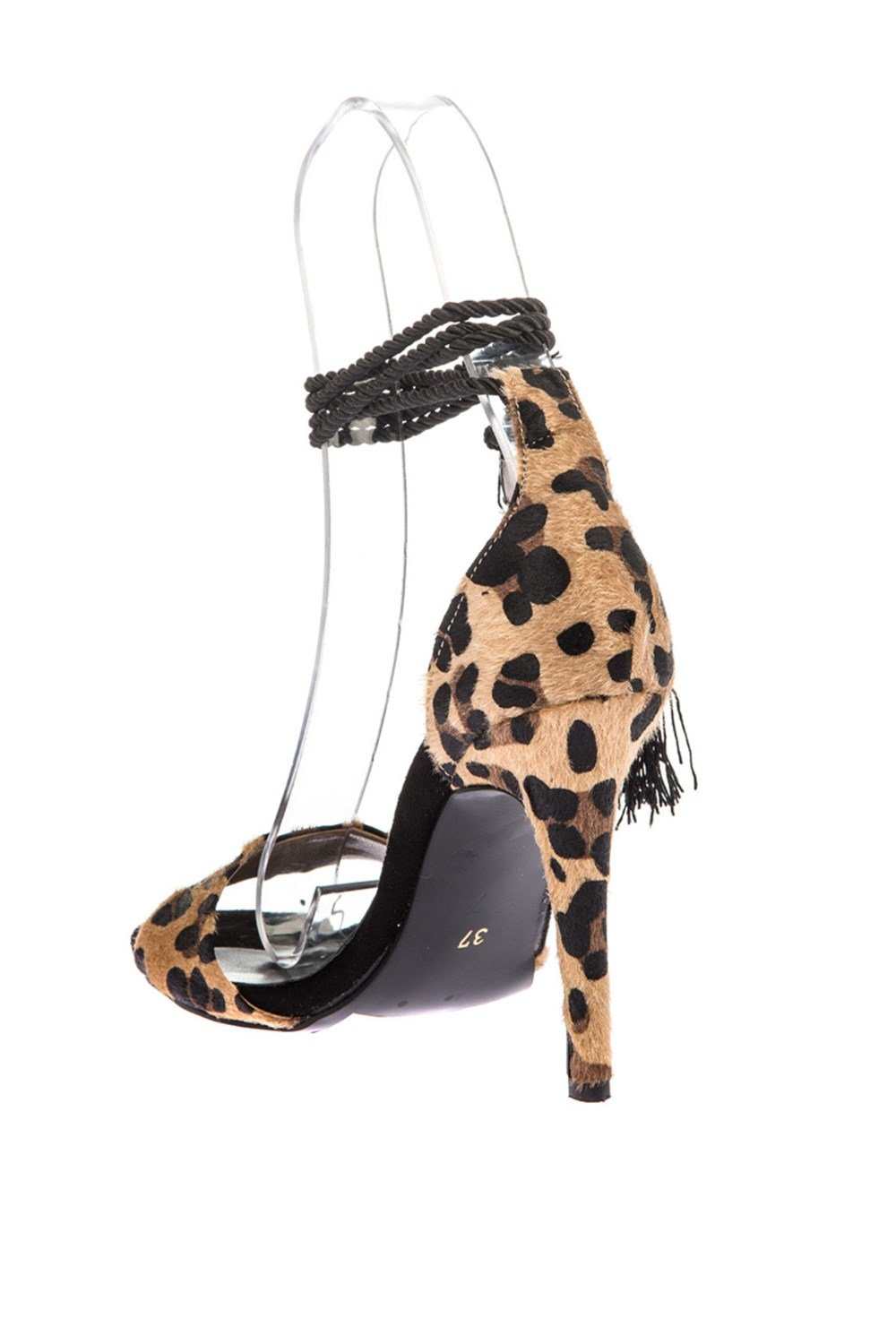 Fox Shoes Siyah/Leopar Kadın Topuklu Ayakkabı D340043402