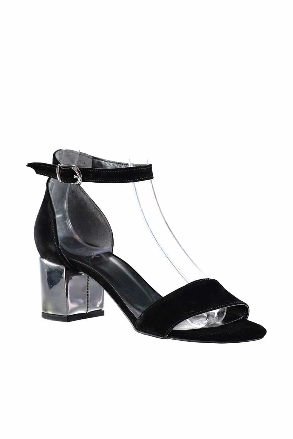 Fox Shoes Siyah/Platin Kadın Topuklu Ayakkabı B922631002
