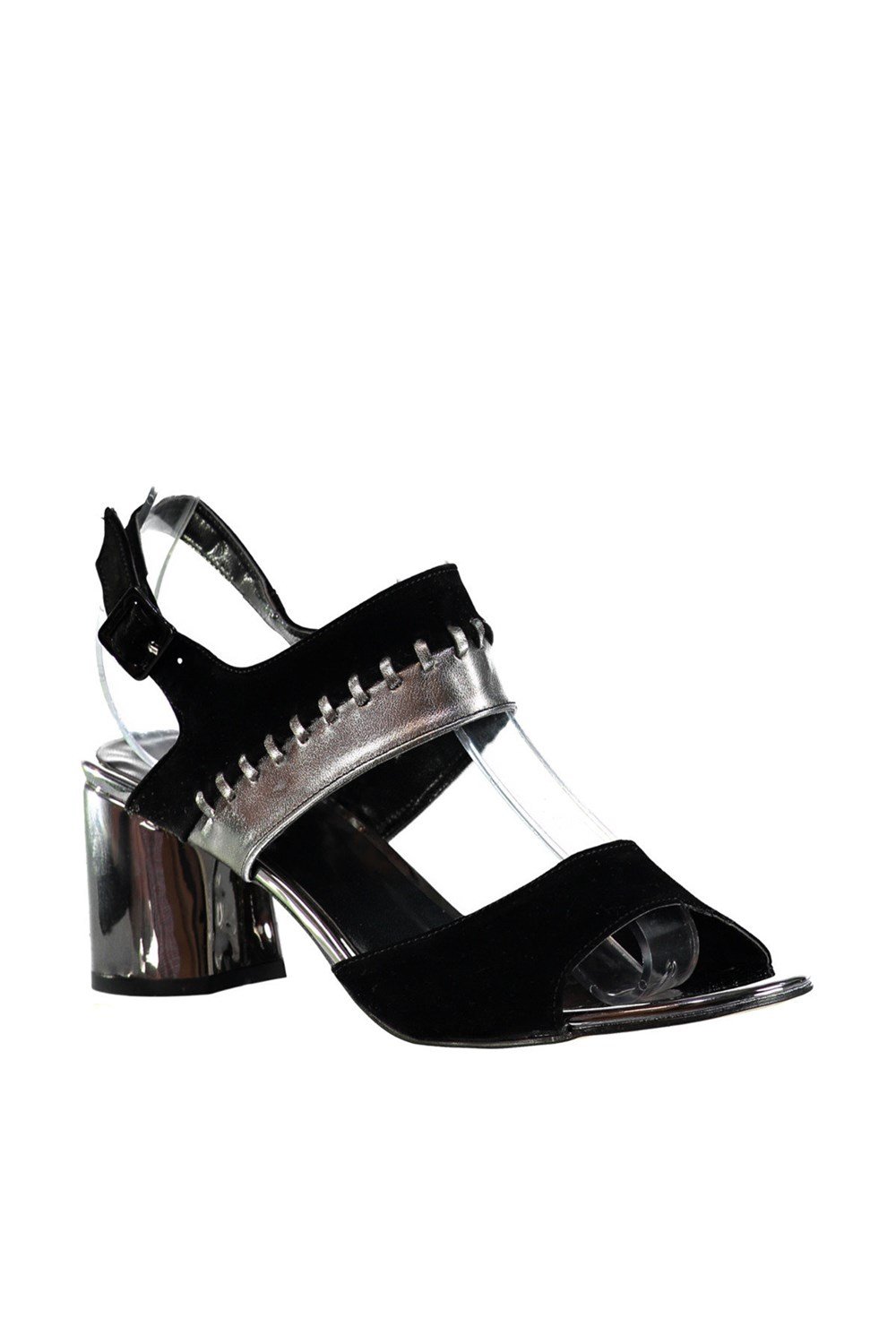 Fox Shoes Siyah/Platin Kadın Topuklu Ayakkabı D404132202