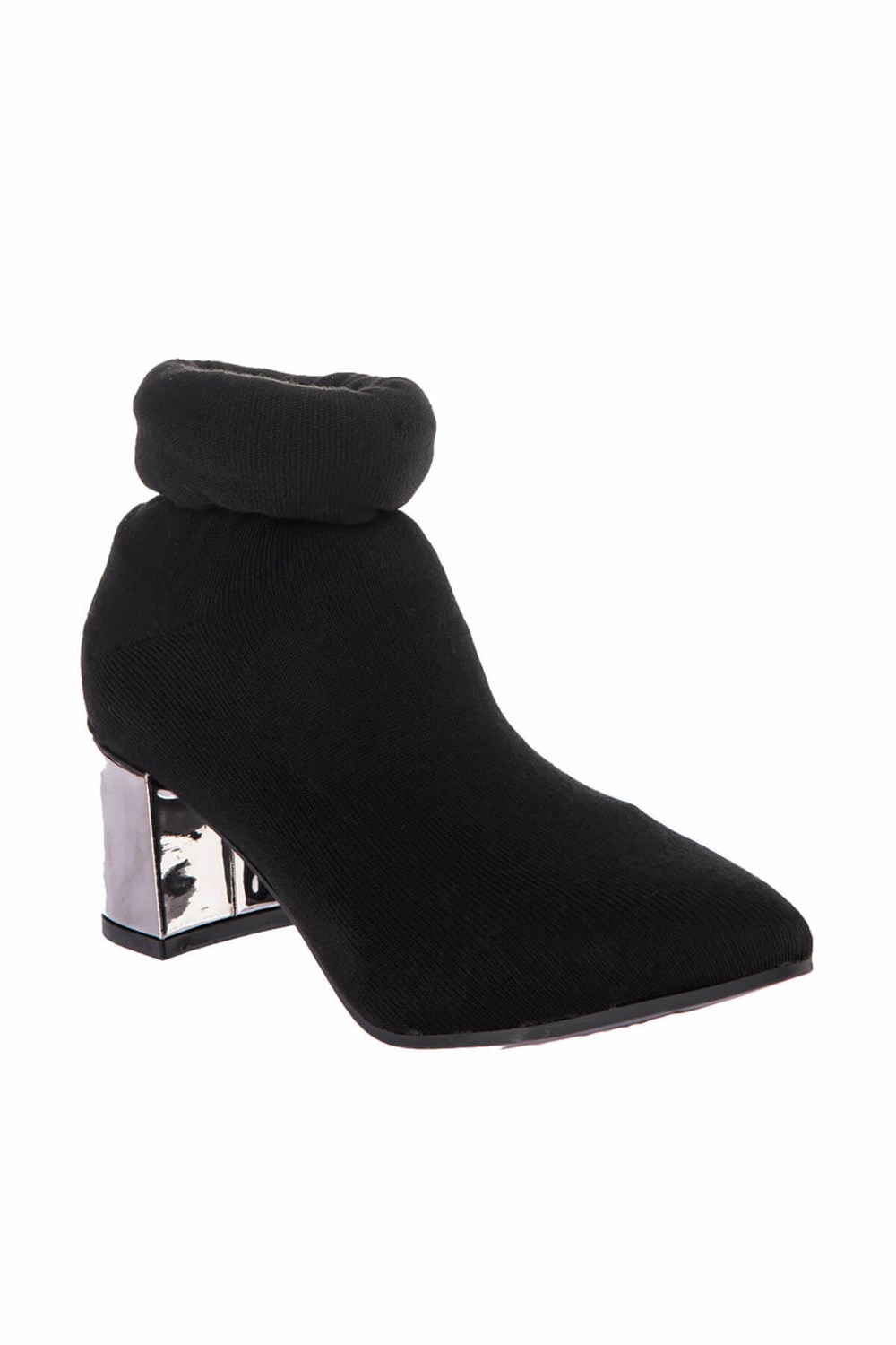 Fox Shoes Siyah/Platin Kumaş Kadın Çizme E758901504