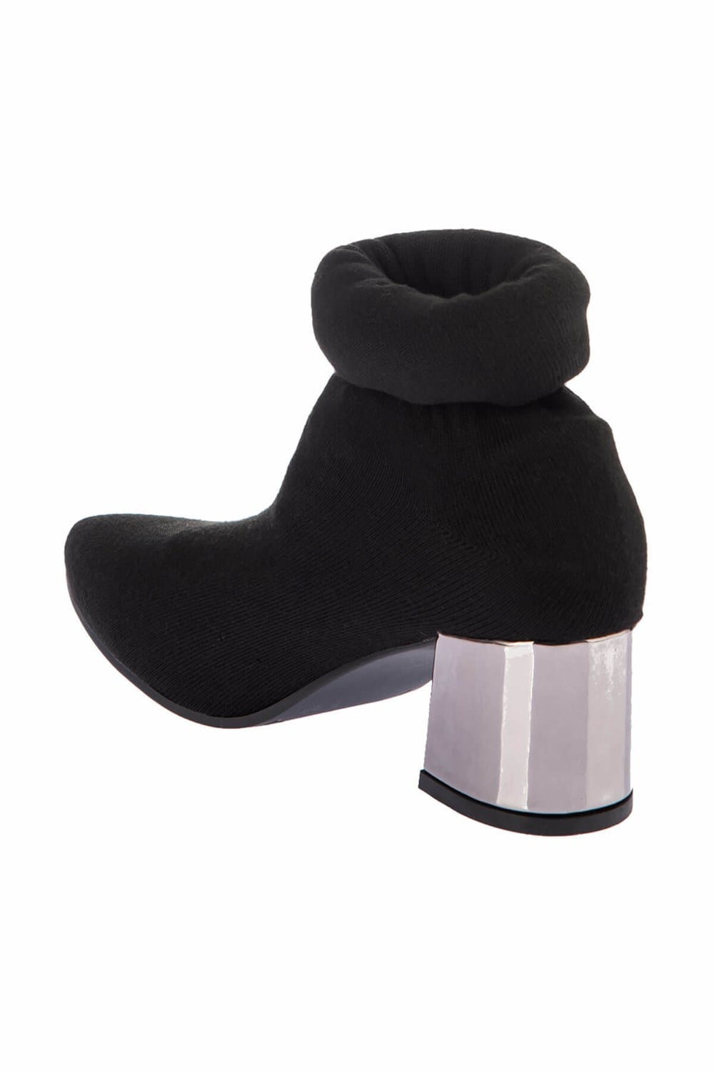 Fox Shoes Siyah/Platin Kumaş Kadın Çizme E758901504