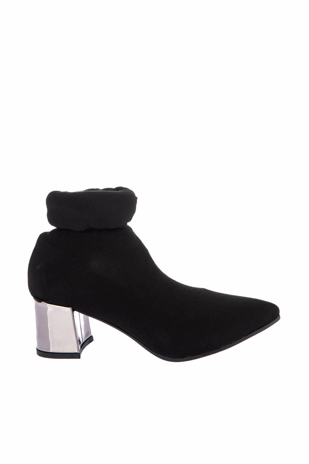 Fox Shoes Siyah/Platin Kumaş Kadın Çizme E758901504