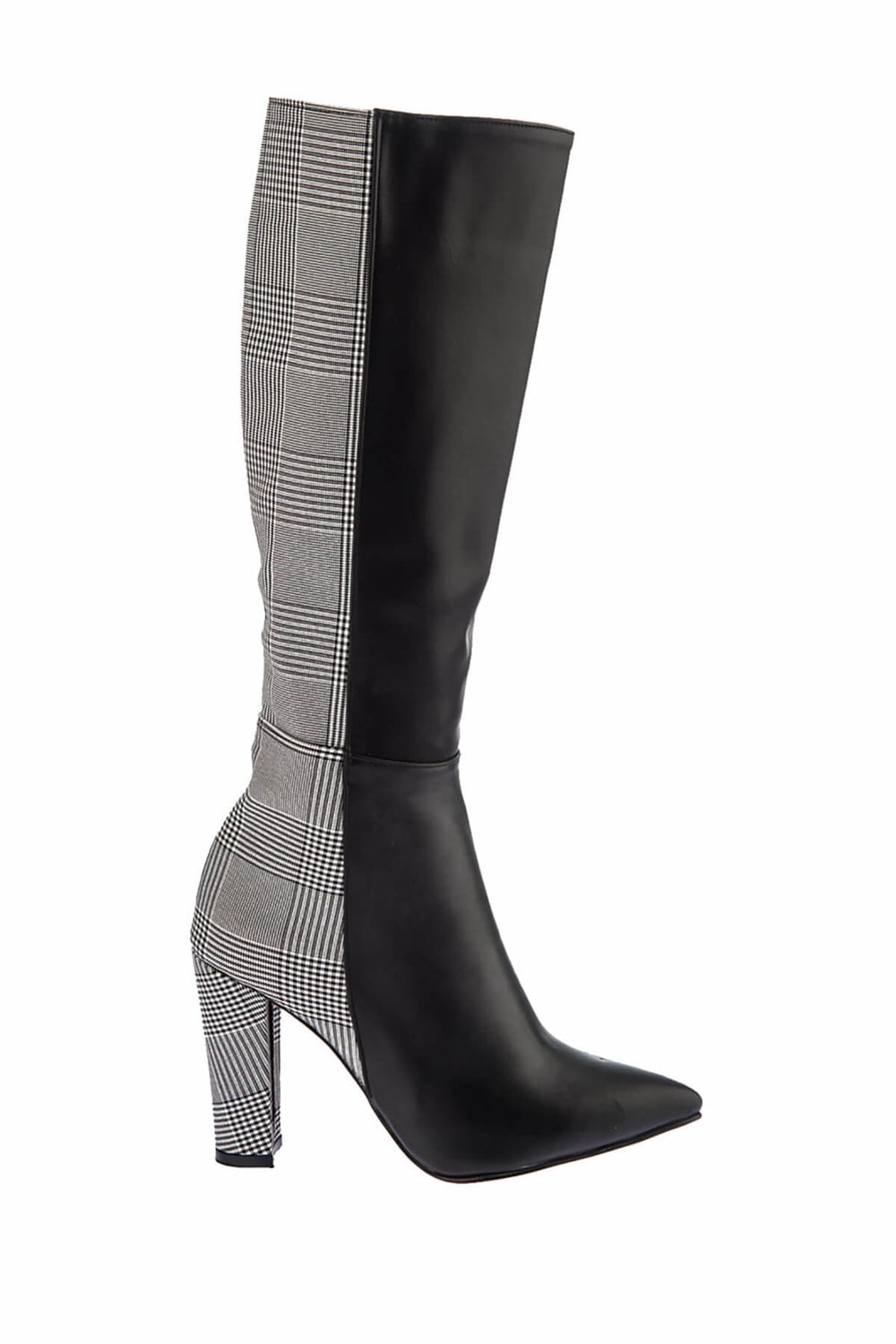 Fox Shoes Siyah/Siyah Ekose Kadın Çizme E752005809