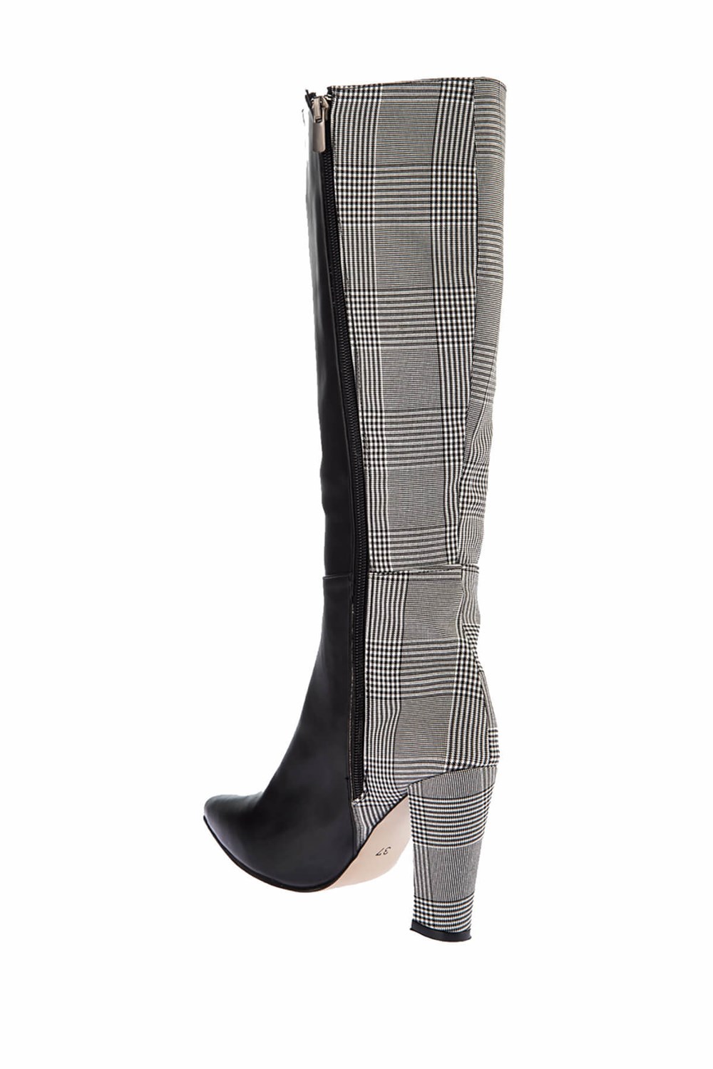 Fox Shoes Siyah/Siyah Ekose Kadın Çizme E752005809