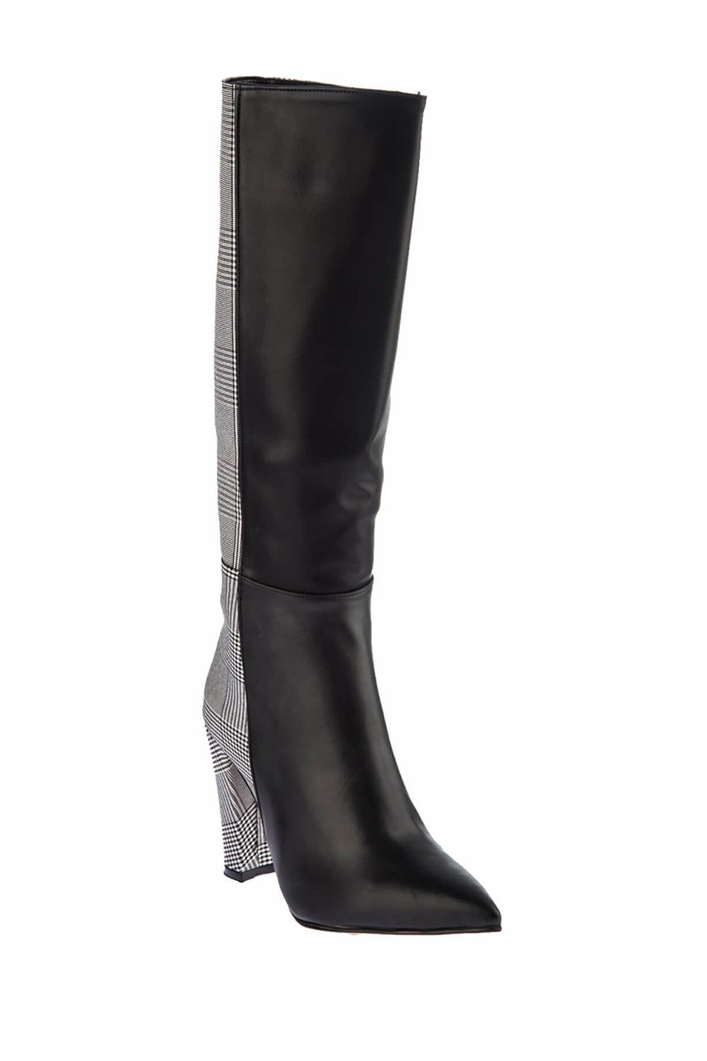 Fox Shoes Siyah/Siyah Ekose Kadın Çizme E752005809