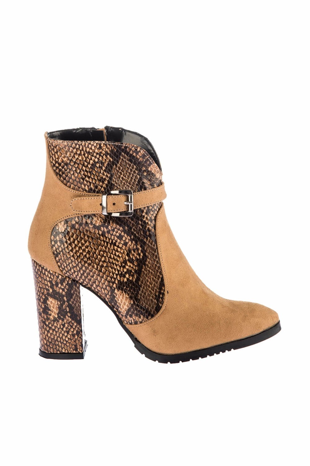 Fox Shoes Taba Süet/Yılan Baskı Kadın Bot E654044836