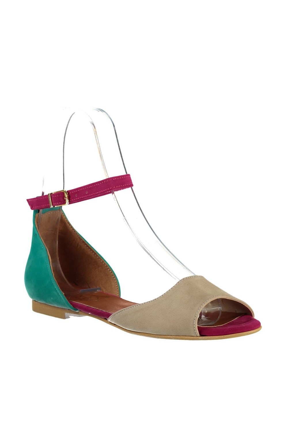 Fox Shoes Ten/Fuşya/Yeşil Kadın Sandalet B726555002