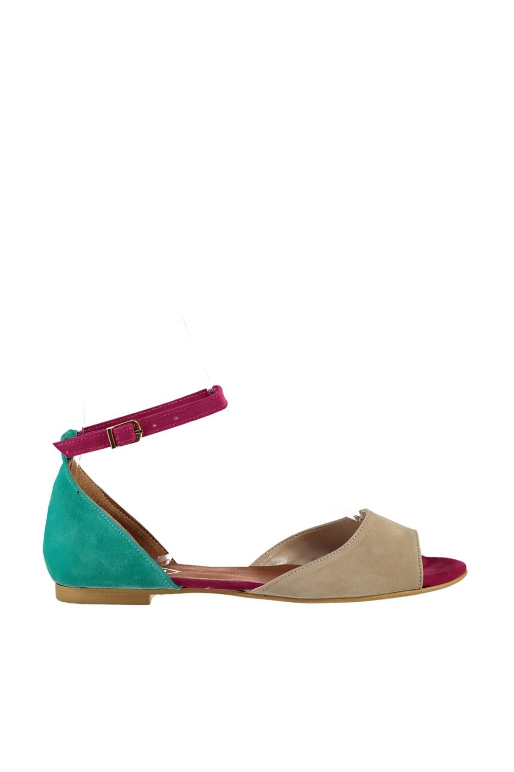 Fox Shoes Ten/Fuşya/Yeşil Kadın Sandalet B726555002