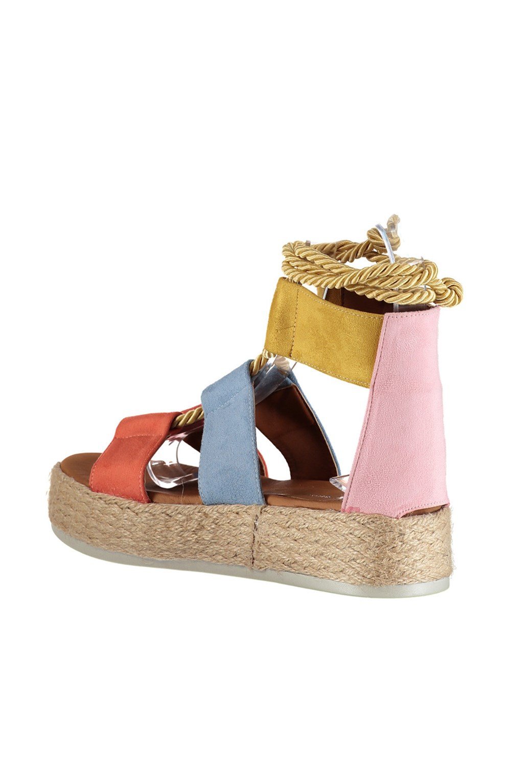 Fox Shoes Turuncu/Mavi/Hardal Kadın Dolgu Topuklu Ayakkabı D432600102