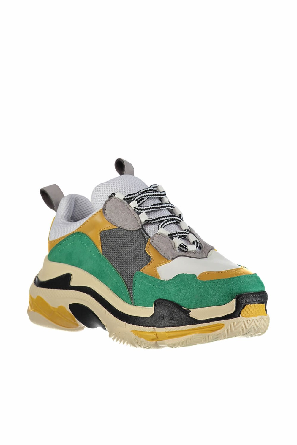Fox Shoes Yeşil/Sarı/Beyaz Kadın Sneakers D592410102